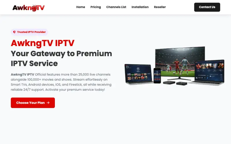 AWKNG TV IPTV homepage at www.awkngtviptv.com