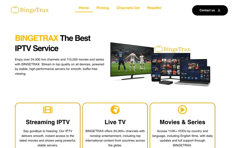 BINGETRAX homepage at www.bingetraxofficial.com