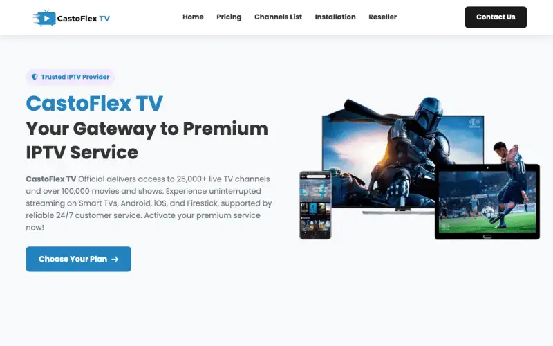CastoFlex TV homepage at www.castoflextv.com