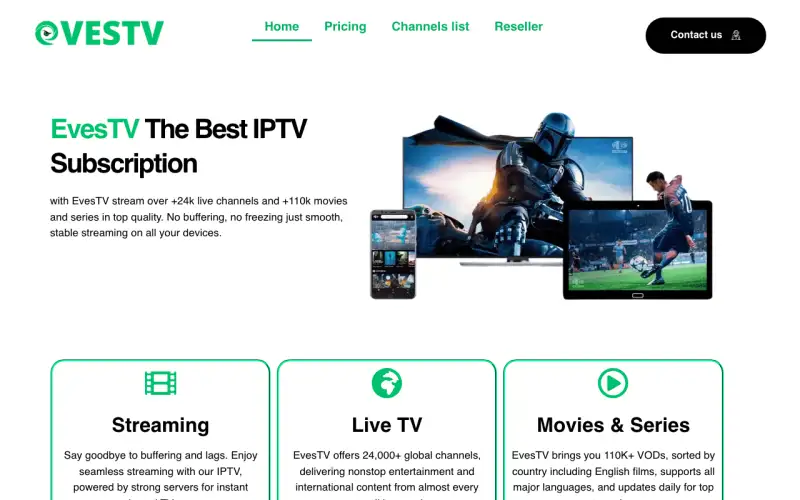 Eves TV homepage at eves-tv.org