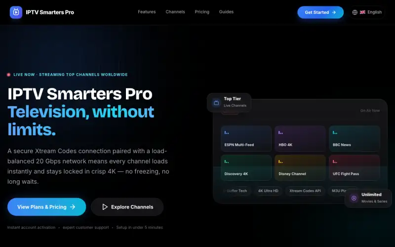 IPTV Smarters Pro homepage at iptv-smarters-pro.ai.studio