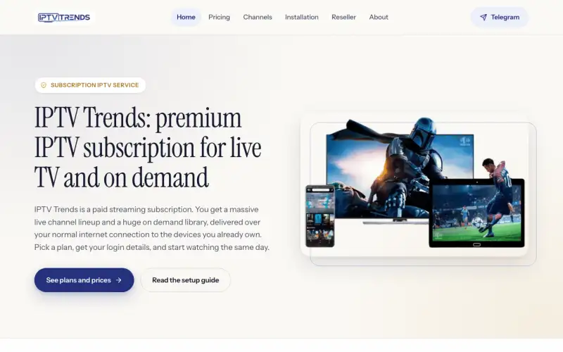 IPTV Trends 4K homepage at www.iptvtrends4k.com