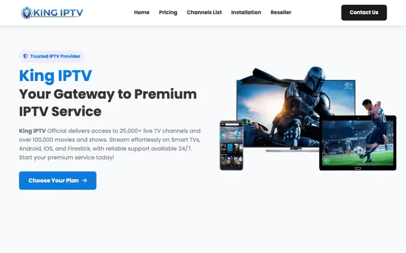 King IPTV Premium homepage at www.kingiptvpremuim.com
