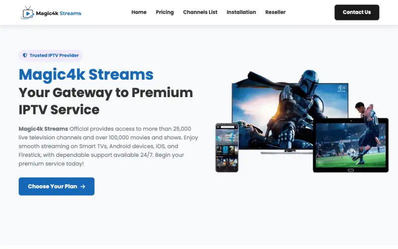 Magic 4K Streams homepage at www.magic4kstreams.com