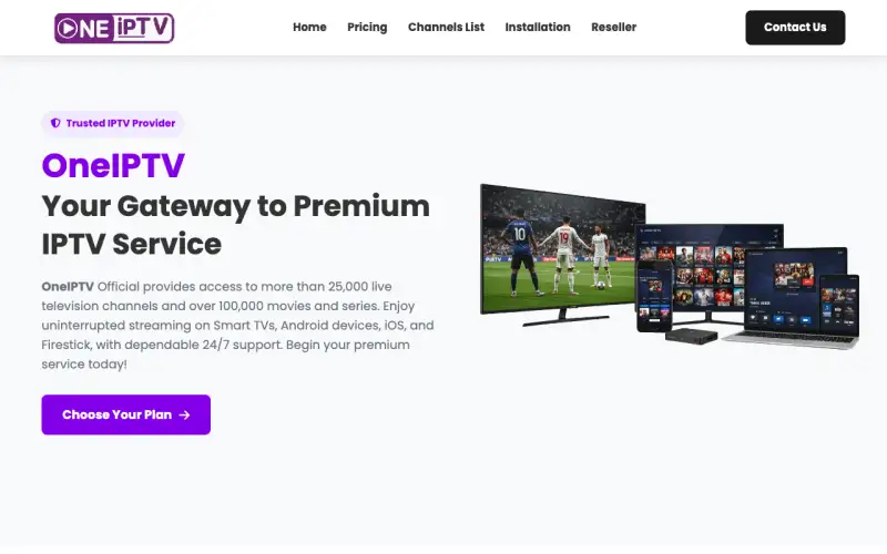 One IPTV Official homepage at www.oneiptvofficial.com