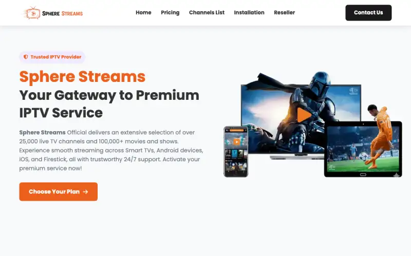 Sphere Streams homepage at www.spherestreams.com