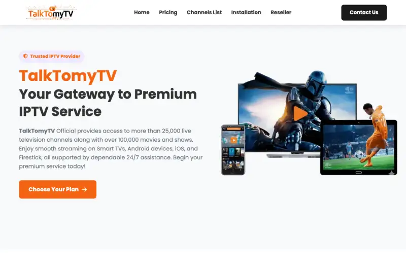 Talk To My TV IPTV homepage at www.talktomytviptv.com