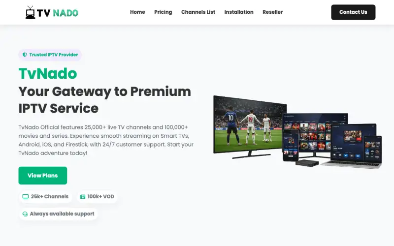 TV Nado Store homepage at www.tvnadostore.com