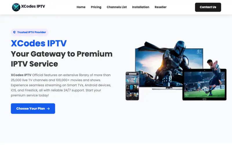 XCodes IPTV homepage at www.xcodesiptvi.com