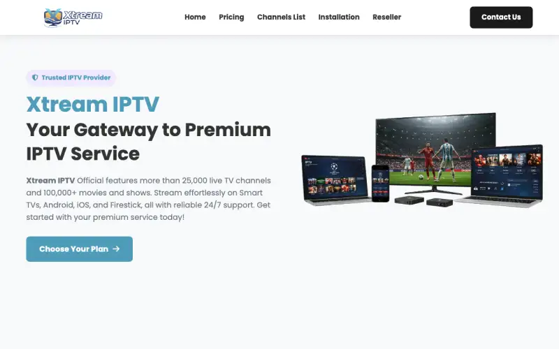 Xtream IPTV Official homepage at www.xtreamiptvofficial.com